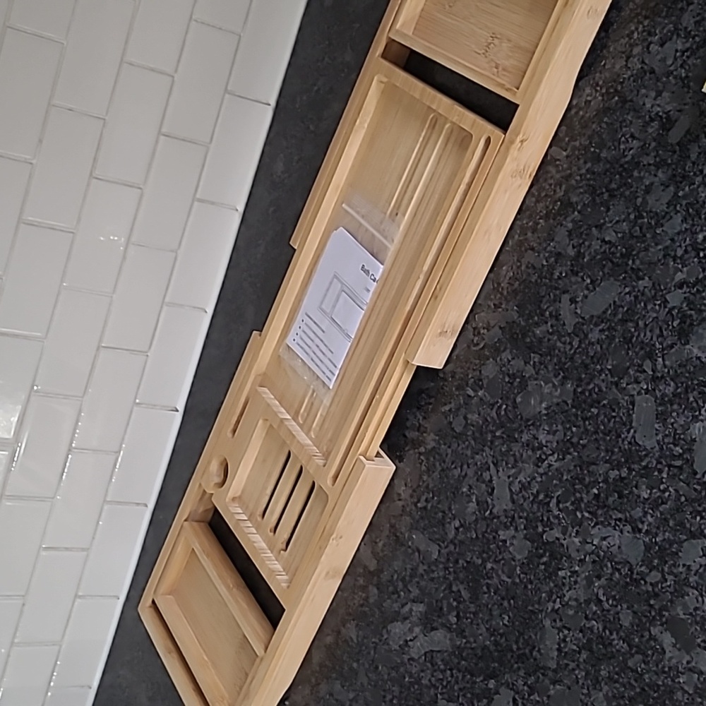 Bamboo Wood Bath Tub Expandable Spa Caddy